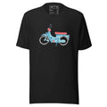 Classic 70 motora t-shirt with minimal motorcycle illustration inspired by Dominican transportation culture.