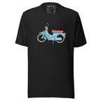 Classic 70 motora t-shirt with minimal motorcycle illustration inspired by Dominican transportation culture.