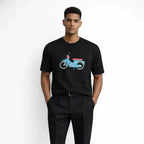 Classic 70 motora t-shirt with minimal motorcycle illustration inspired by Dominican transportation culture.